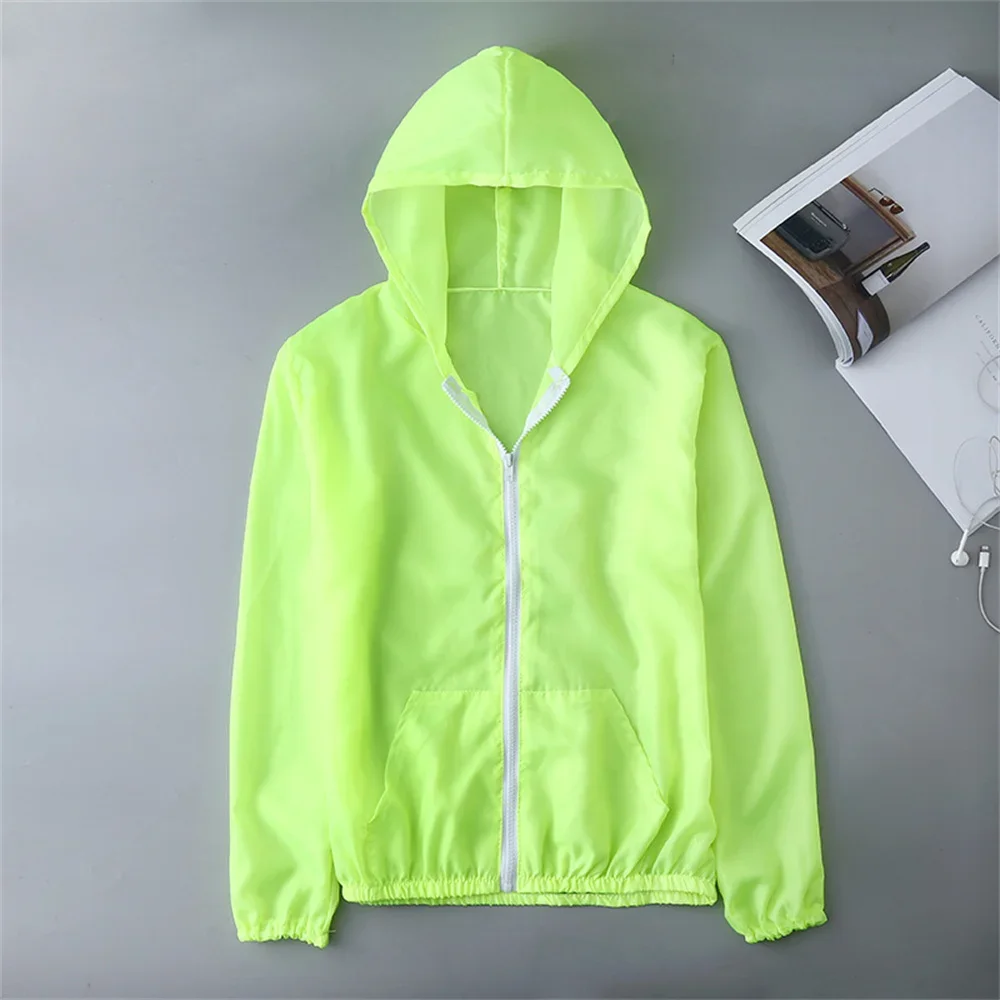 Summer Ice Silk Sunscreen Clothing Women\'s Solid Color Ultra-thin Breathable Quick-drying Outdoor Men\'s Waterproof Hooded Jacket