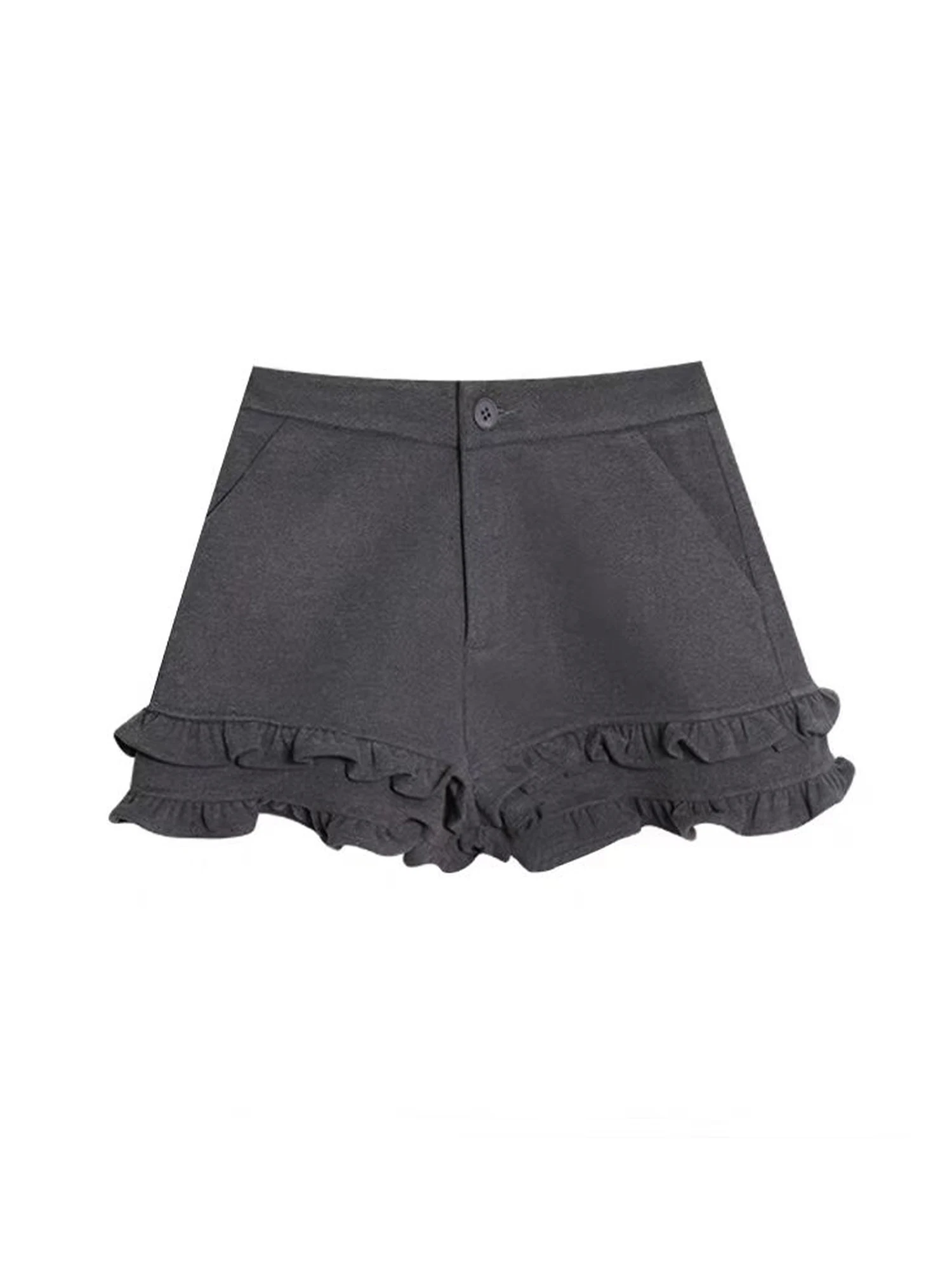 Women's Grey Micro Shorts Low Waist Hot Shorts Vintage Harajuku 2000s Y2k Gyaru Agaric Lace Short Pants Fashion Clothes Summer