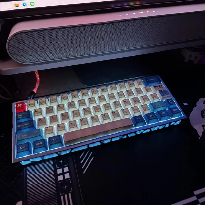 Calkis Keycaps Custom Pbt Cherry Profile Key Cap Cute Root Cartoon Anime Point Key Caps for Gamers MX Switch Original Design