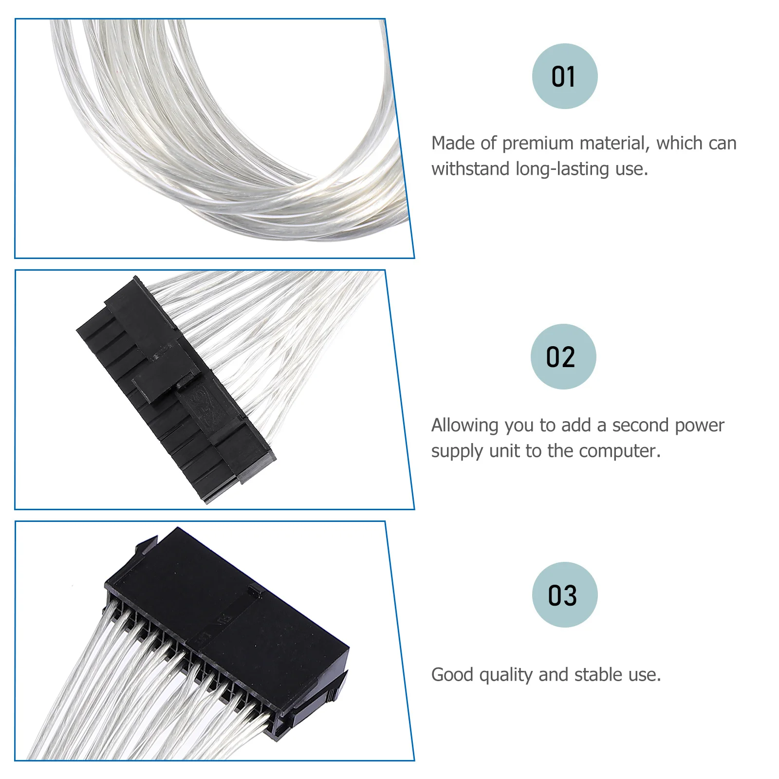

24-Pin Motherboard Power Cable Extension Atx Male to Female Connector Secure Latch Internal Pc Power Supply Cable