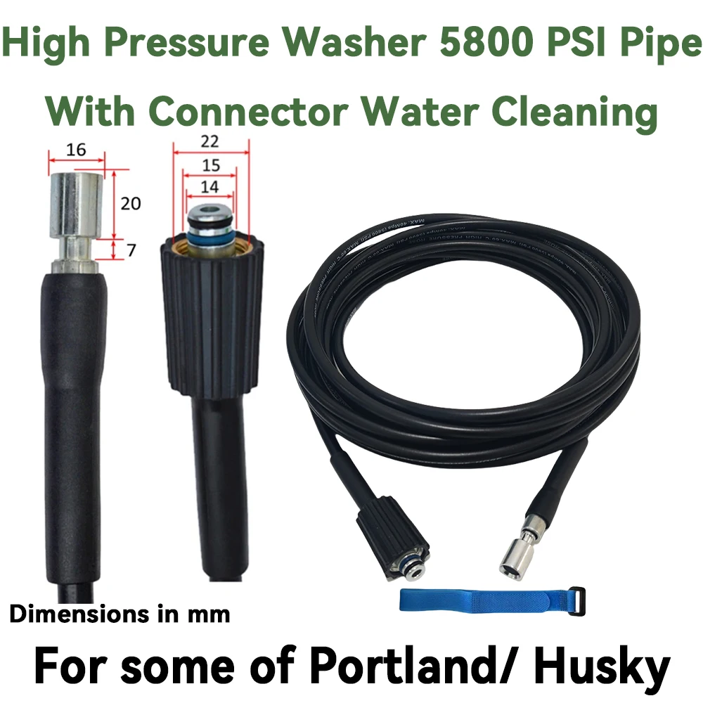 High Pressure Washer 5800 PSI Pipe With Connector Water Cleaning Extension Hose M22-14&15 for sfome of Portland/ Husky