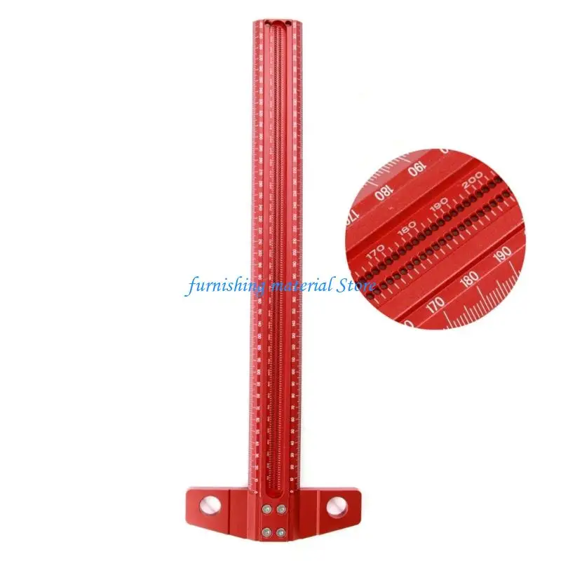 Y5GD Ergonomic Woodworking Scriber T-type Ruler Aluminum Line Drawing Marking Gauge Measuring Tool Hole Scribing Ruler