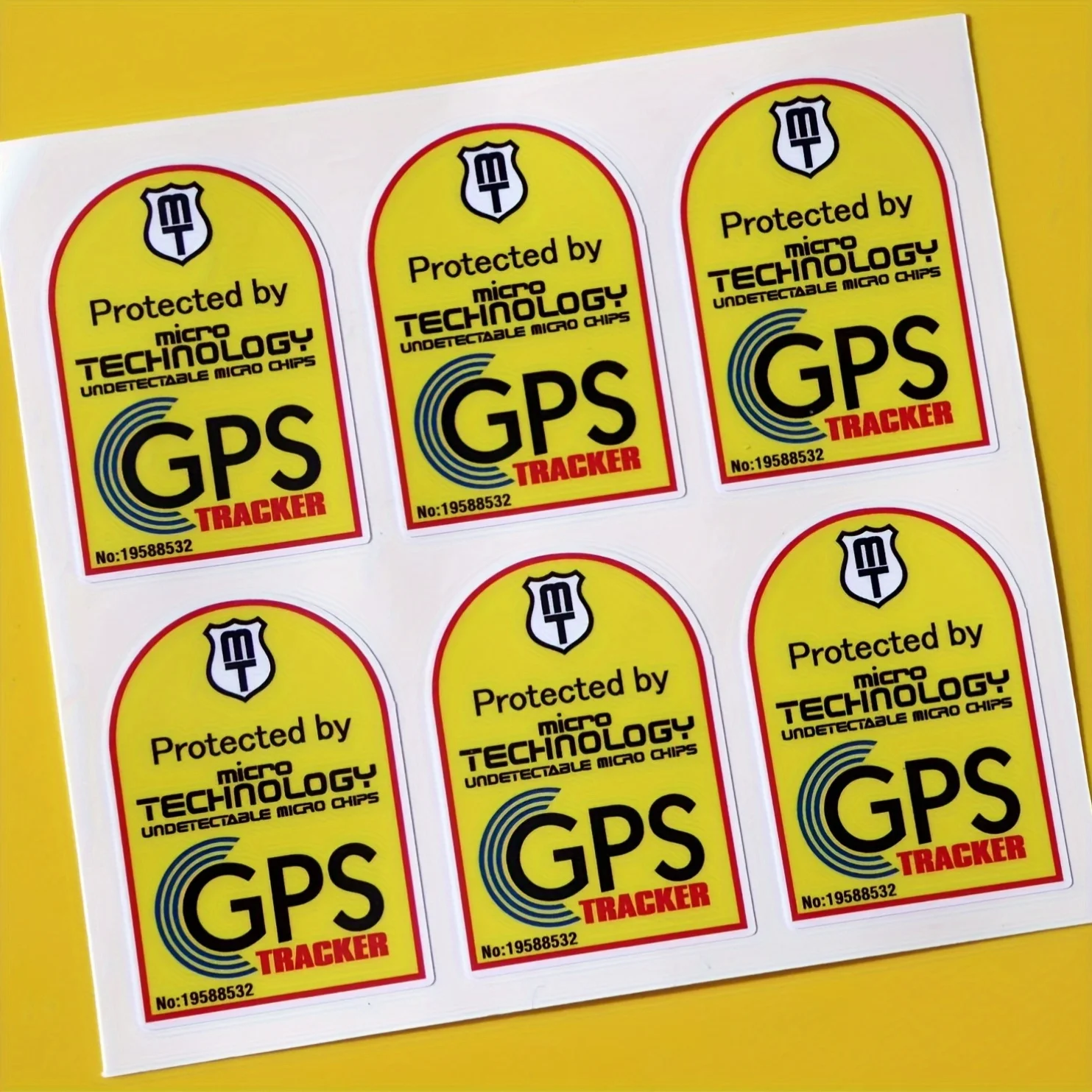 Set of 6 GPS Security Decals for Bicycles And