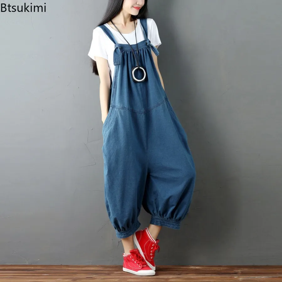 Casual Jumpsuits for Women 2025 Spring New Korean Style Loose Denim Rompers Women's Fashion All-match Suspender Overalls Jeans
