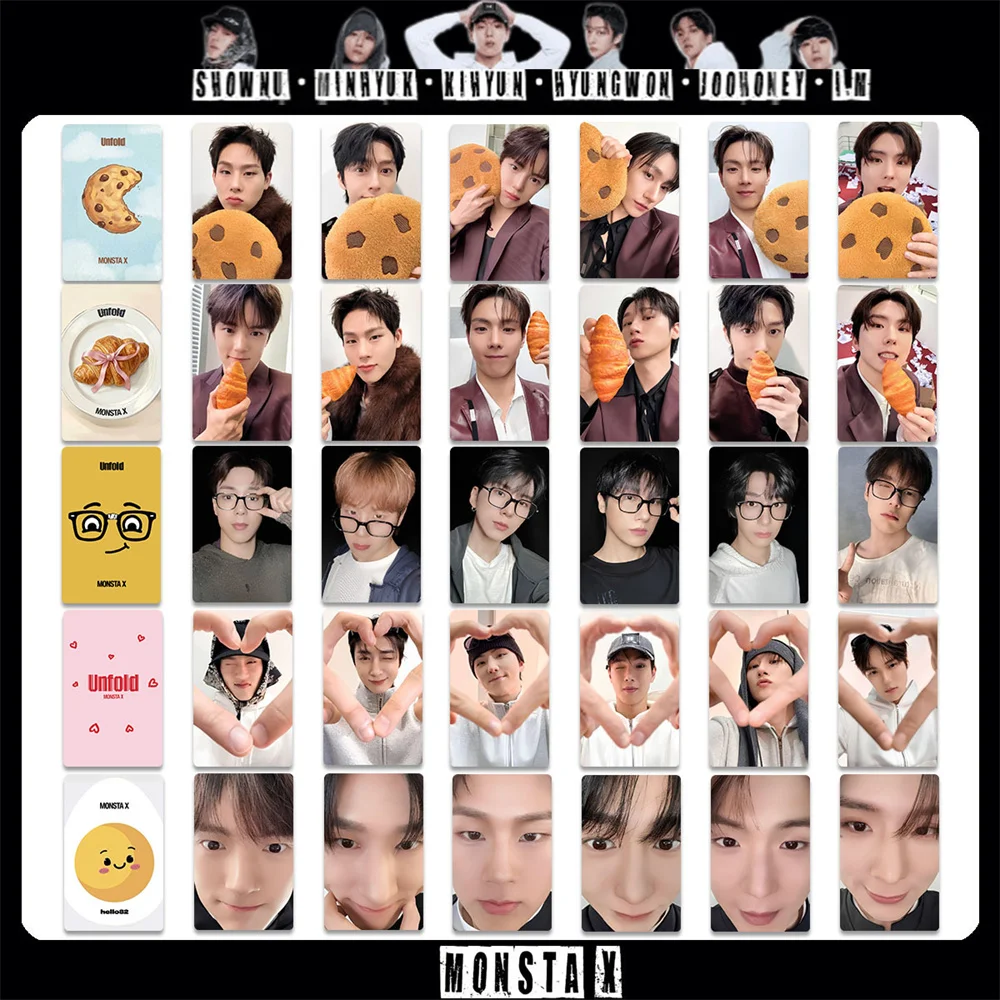 K-pop MONSTA X UNFOLD Álbum Cartão Pop-Up Store Postcard Hyungwon I.M Shownu Jooheon Kihyun Minhyuk Cosplay Cartão Especial Target