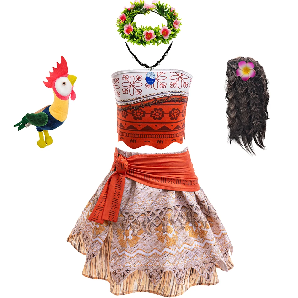 New front Déguisement Fille Moana Robe de Princesse Vaiana Enfants Robe