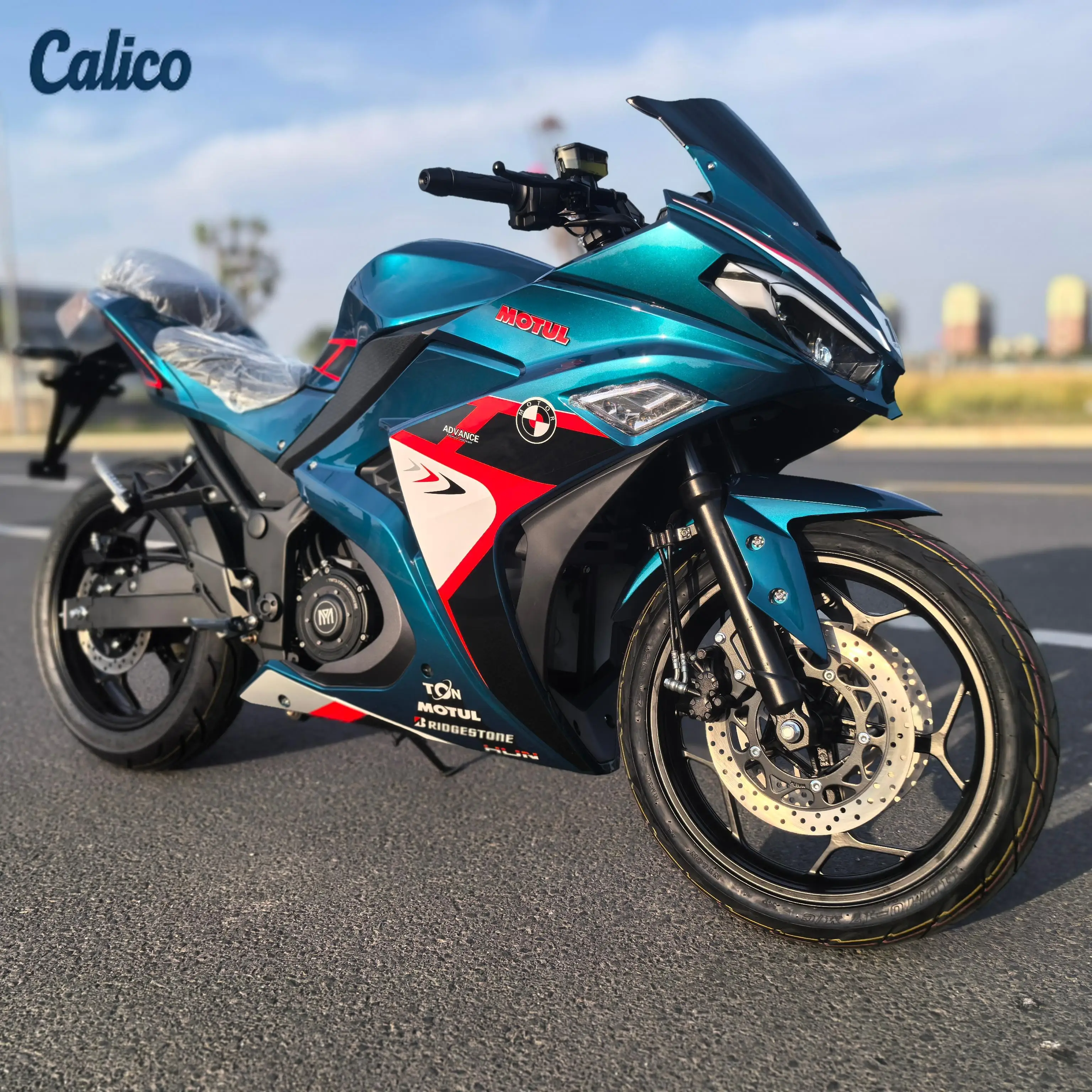 Calico Brand Adult High-power Electric Motorcycle with Fuel Tank 120km/h 17 Inch Tires 72v Electric Motorcycle High-speed