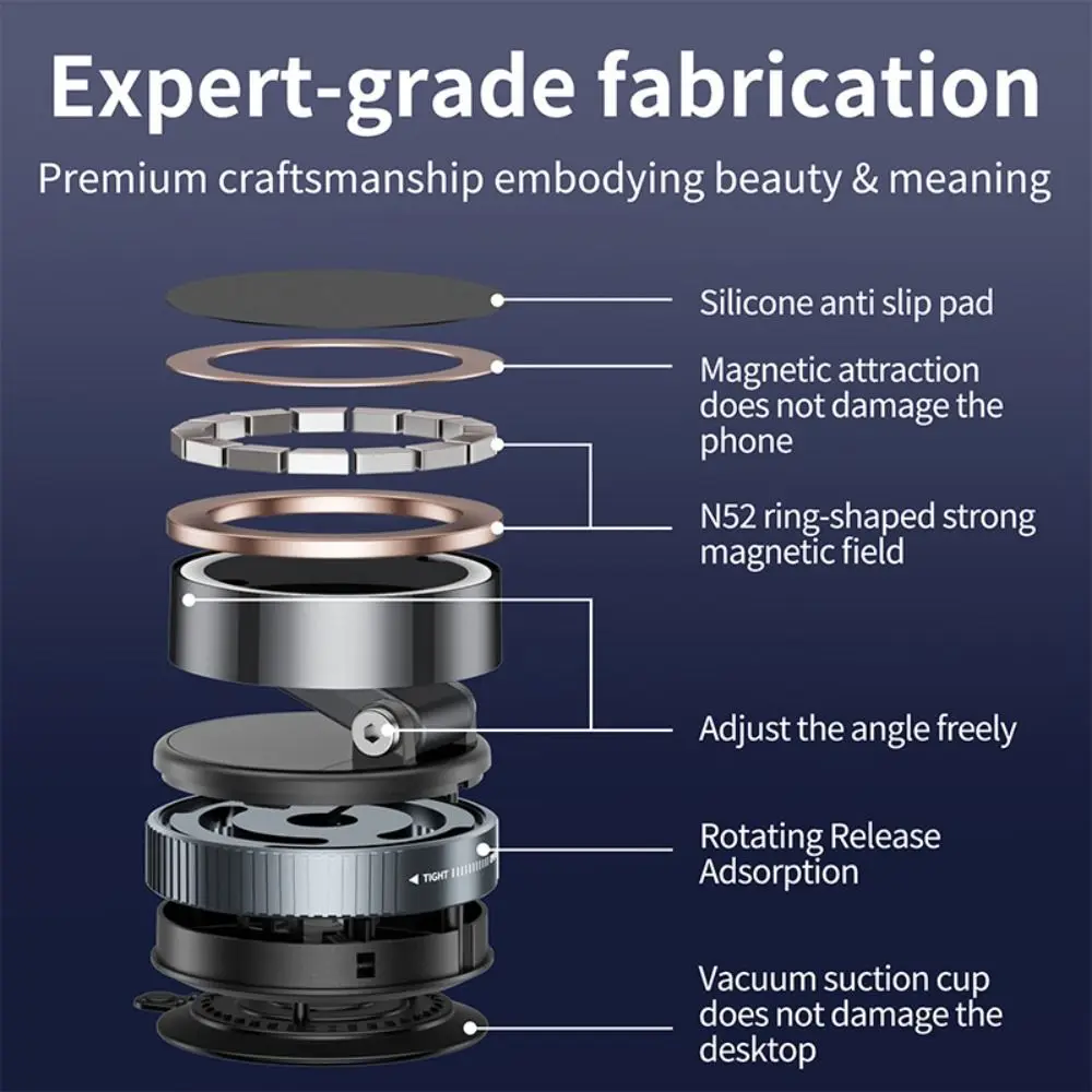 New Adjustable Vacuum Magnetic Phone Holder Suction Cup Double Sided Adsorption Bracket Rotation Foldable Car Navigation Mount