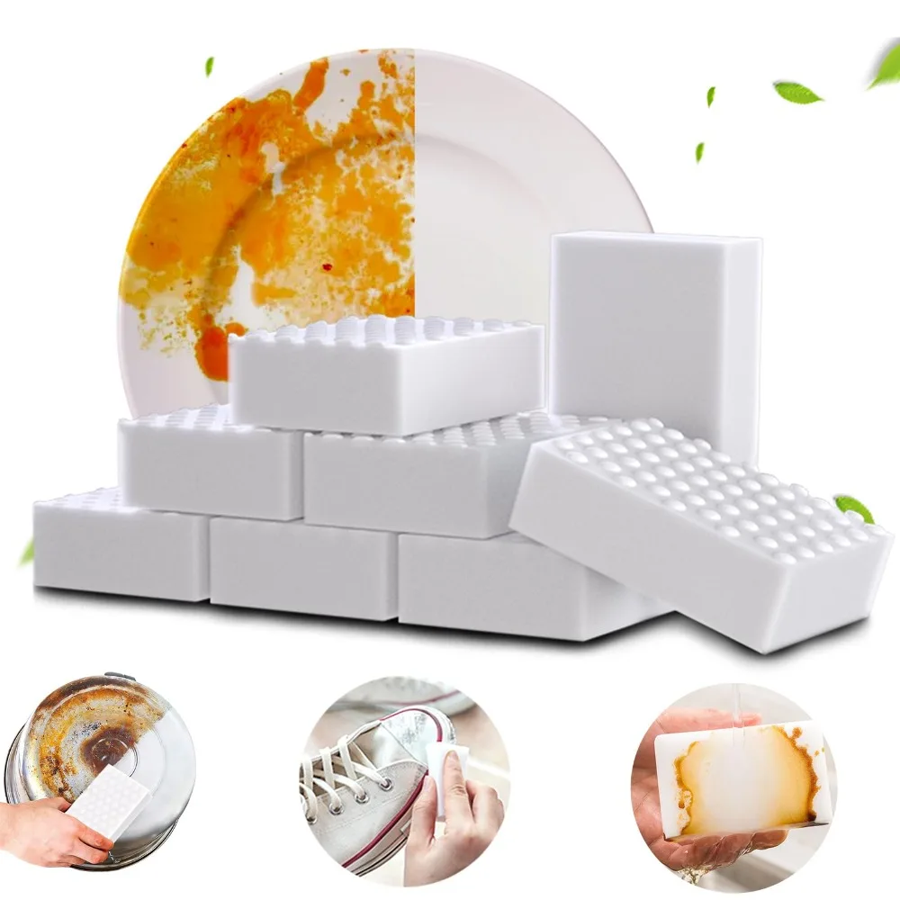 High Density Magic Sponge Eraser New Sponge Decontamination Scourers Pads 2x Compression Hygroscopic Sponge Foam Kitchen