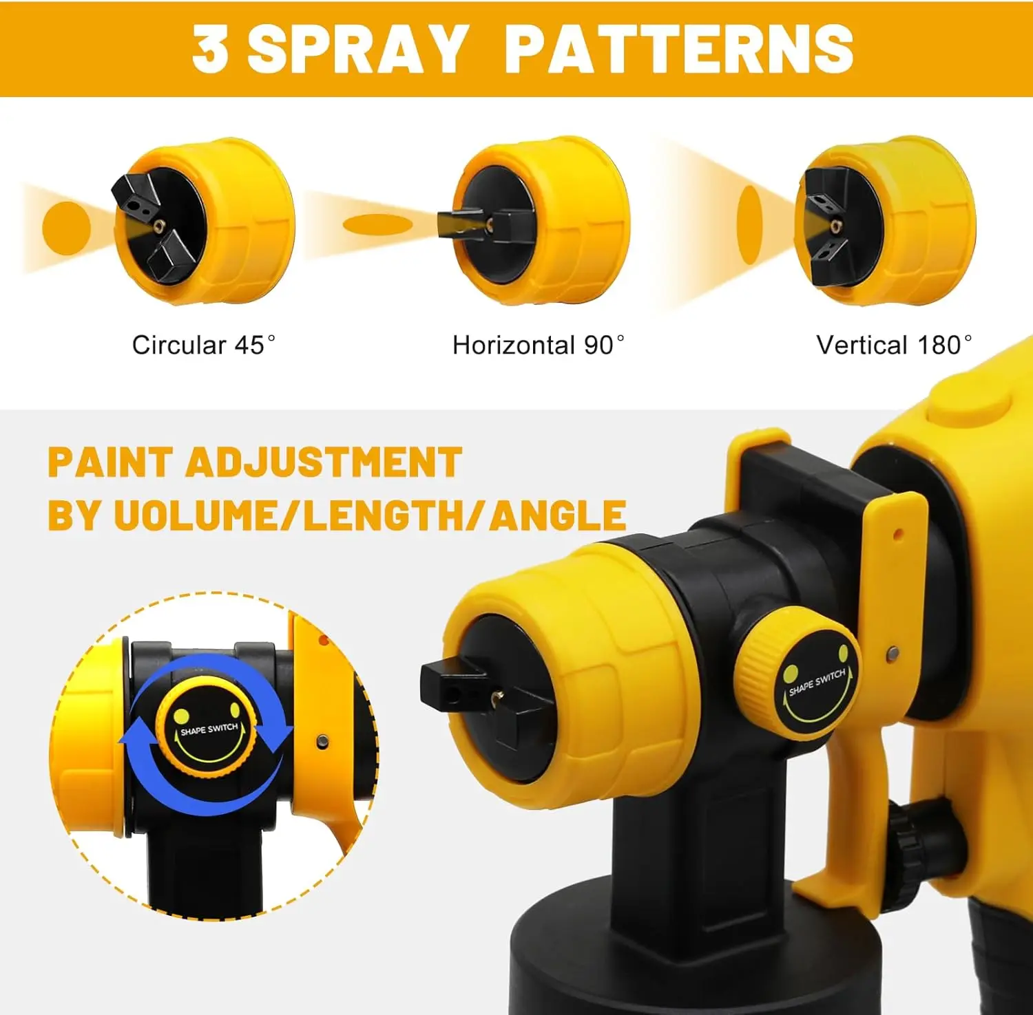 Cordless Paint Sprayer for Dewalt 20V MAX Battery, HVLP Spray Paint Gun with Brushless Motor and 4 Copper Nozzles & 3 Spray Patt