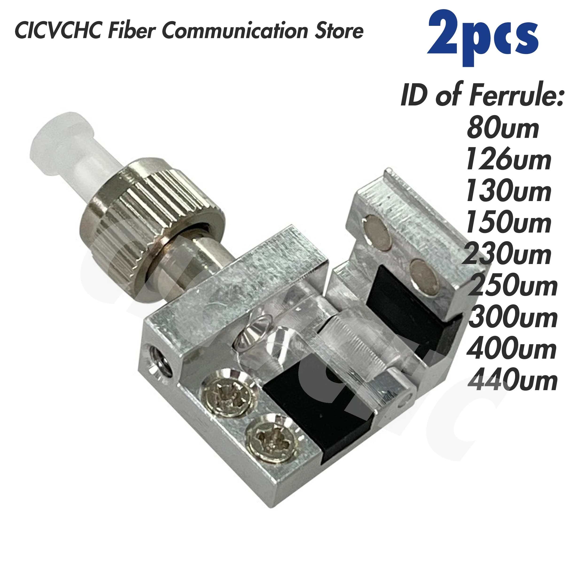 

2pcs FC Bare Fiber Adapter with 80 to 400um Inner Diameter of Ferrule-Mini Type, optical fiber testing