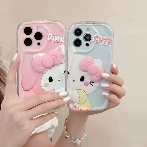 Melody Hello Kitty Wave TPU Soft Phone Case for Samsung Galaxy S24 S21 S23 Ultra S20 FE S22 Plus A21S A31 A51 A50 M14 M34 M54