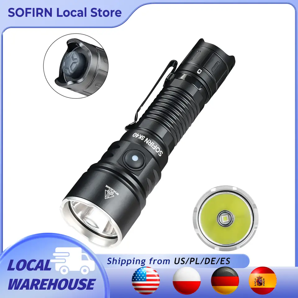 Sofirn SK40 3200-Lumen Rechargeable Flashlight, 580m Range, 21700 Battery