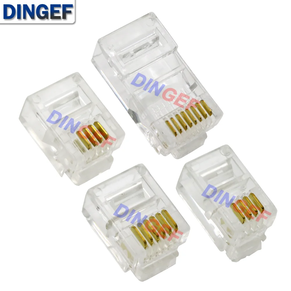 50/100PCS 4/6/8Pin Cable End Connectors Plugs telephone connector internet connector RJ9 4P4C RJ11 6P4C 6P6C RJ45 8P8C Crystal