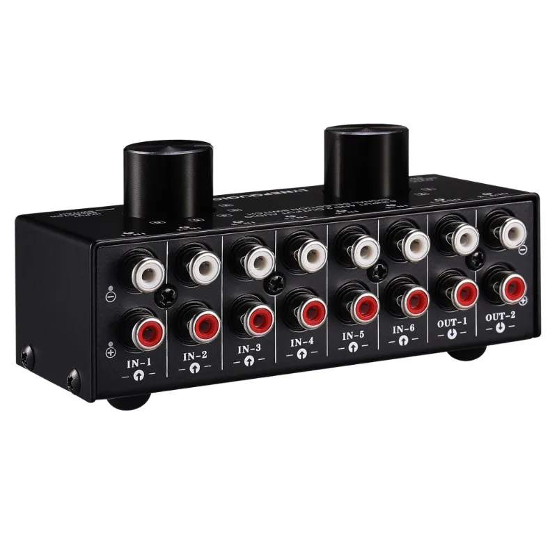 6-in 2-out Audio Source Signal Selector Switcher Headphone Speaker Switcher Bidirectional Switching 2-in 6-out Lossless
