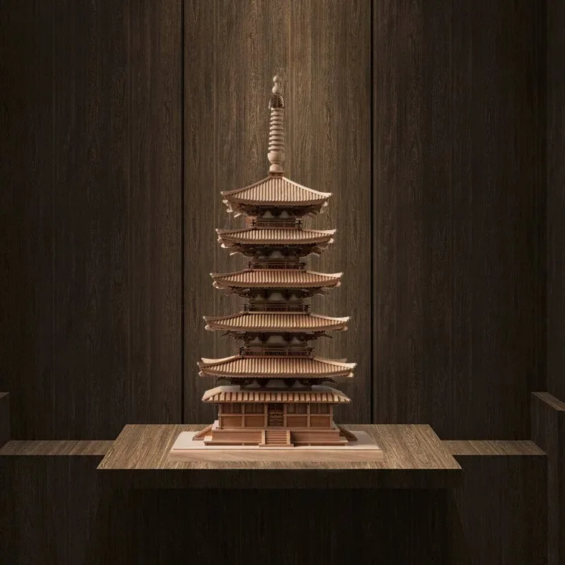 Pure solid wood Chinese antique architectural model finished decorative ornaments, hotel lobby sales office entrance