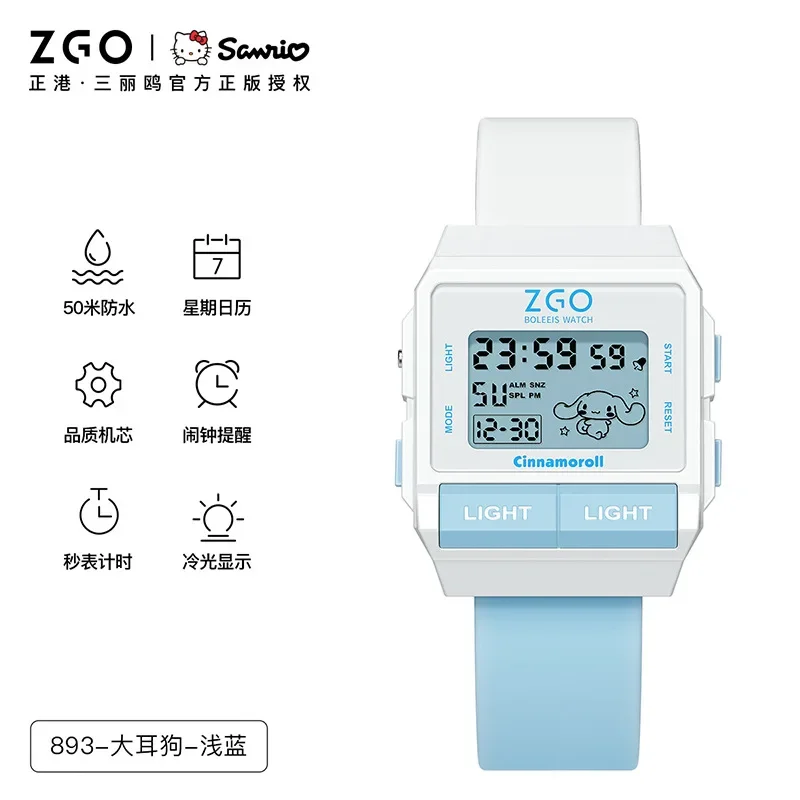 Original Sanrio Joint Zgo Kuromi Cinnamoroll Anime Cute Watches Waterproof Luminous Kawaii Sports Quartz Watch Chrismas Gifts