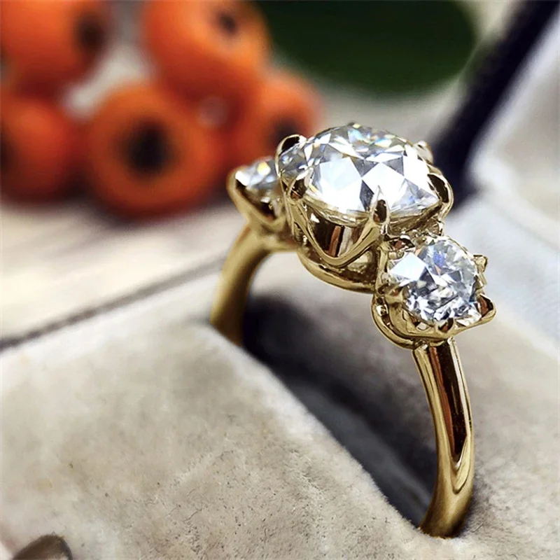 Silver Color/Gold Color/Two Tone Women\'s Cubic Zirconia Rings Luxury Fashion Engagement Wedding Accessory Trendy Jewelry