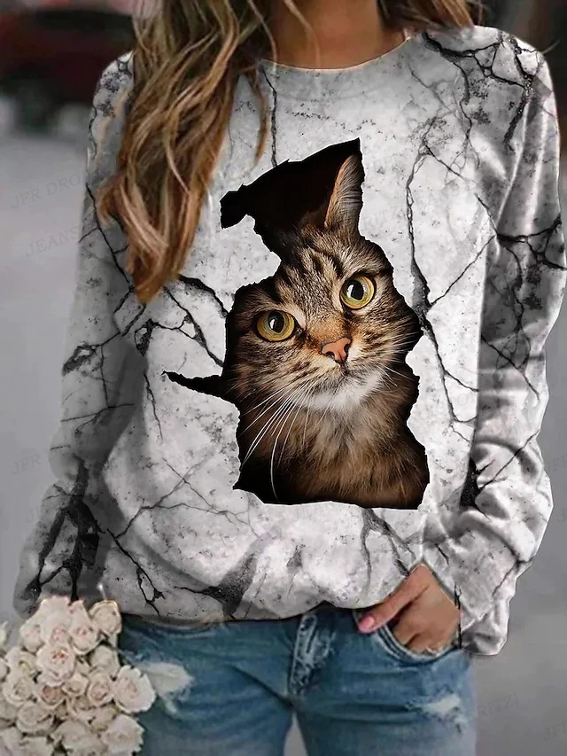 Funny Cat Sweatshirts Women Fashion Hoodie Animal Duck Hoodies Girl Coat Women Sweats Kawaii Clothes Aesthetics Sudadera Cat