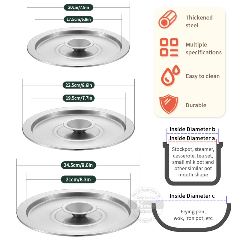 20/22/24cm pokrywa Wok ze stali nierdzewnej okrągły Wok pokrywa dozownik do sosów gospodarstwa domowego przybory kuchenne