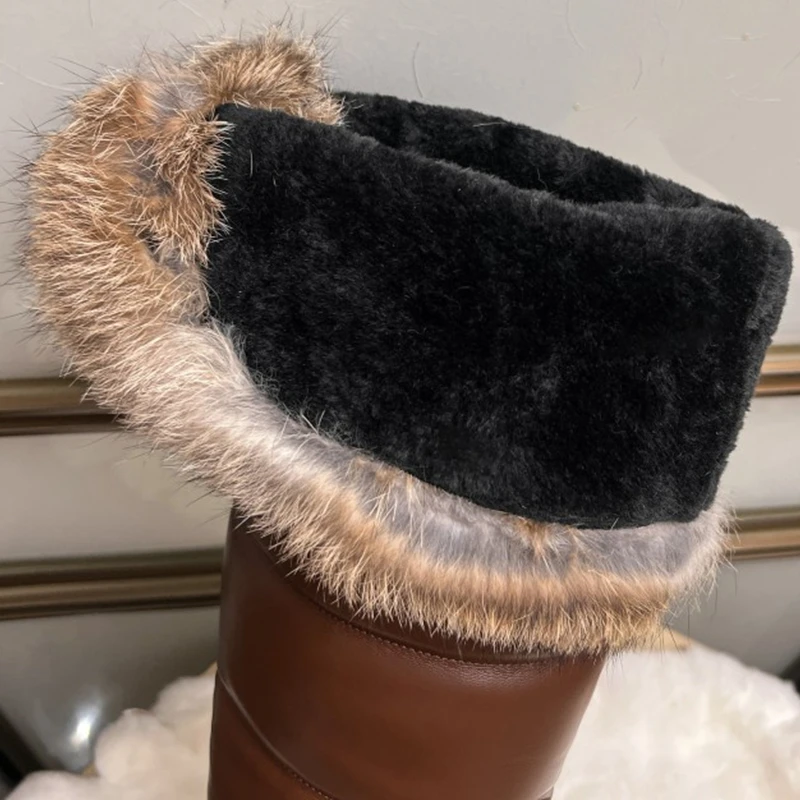 Plush Women's Snow Boots Winter Shoes Waterproof 2024 Warm Thick Fur Over the Knee High Boot Ladies Black Brown Brand Rain Shoes