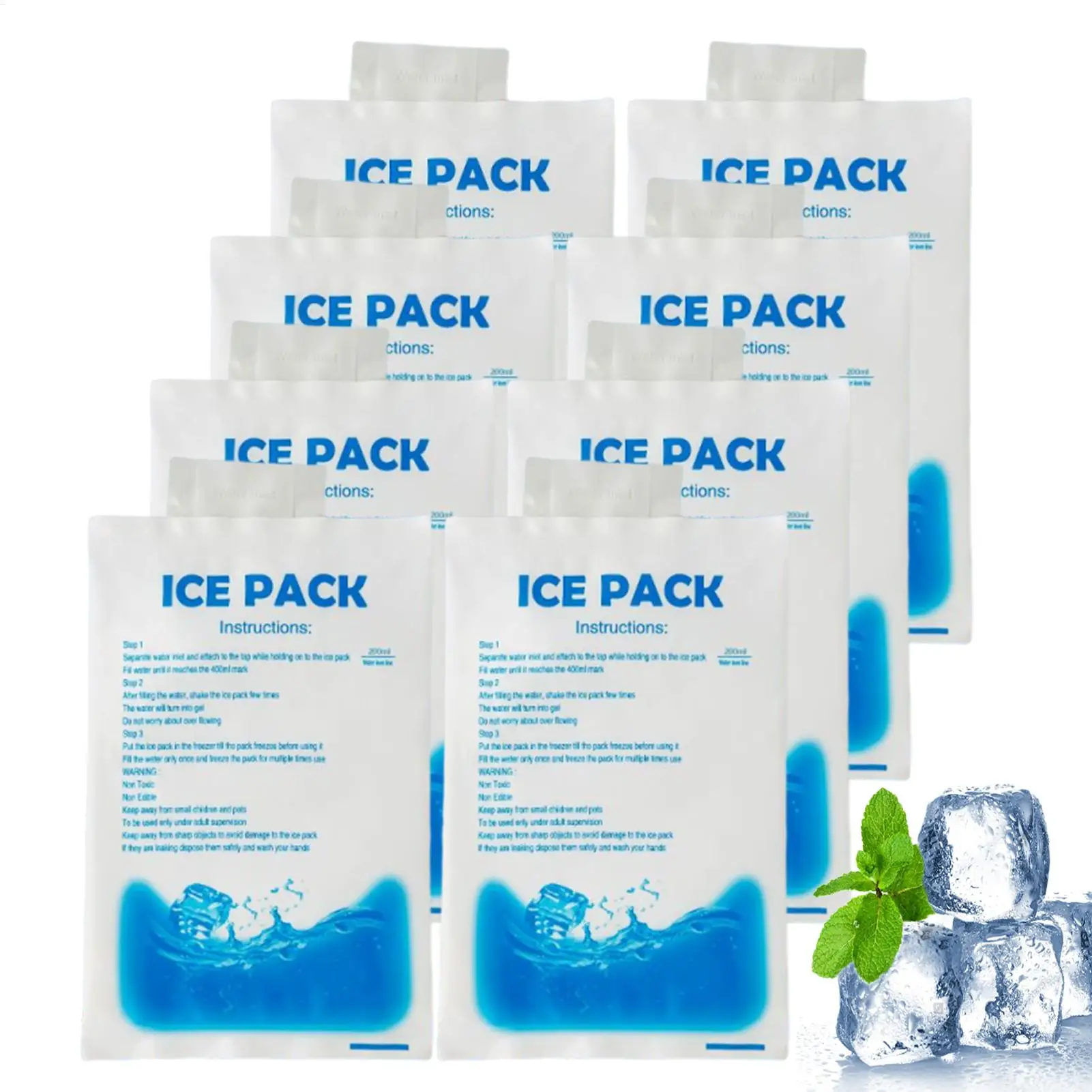 8pcs Gel Ice Packs Cold Gel Freezer Packs Cold Compress Gel Ice Packs Gel Cooling Bag Safe Eco-Friendly Hot Cold Gel Iceing Bag