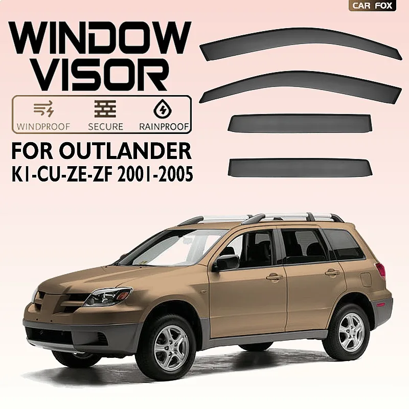 

For Montero Outlander 2001-2005 Car Window Visor Rain Sun Shade Side Windshield Awning Deflector Accessories