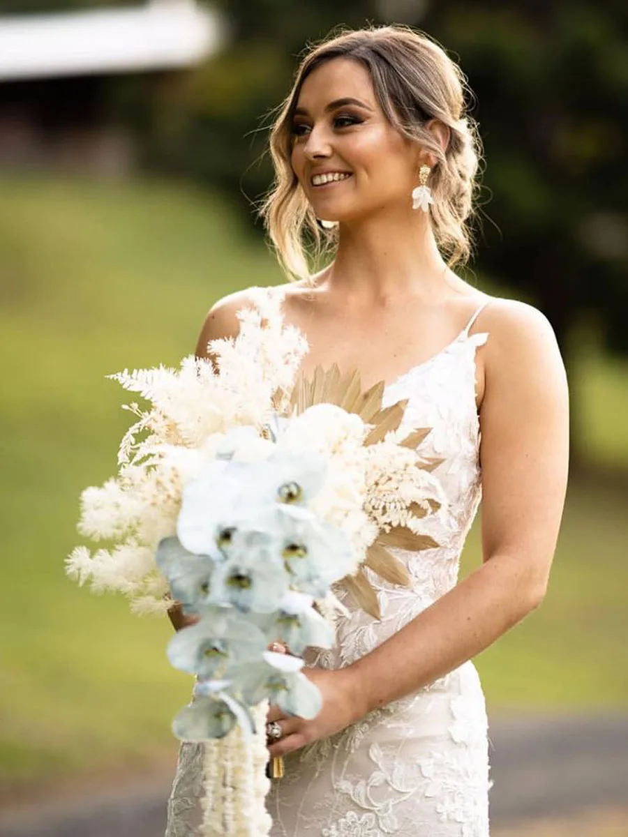 Sereia vestidos de casamento rendas apliques tule vestidos de noiva com trem querida alças de espaguete vintage