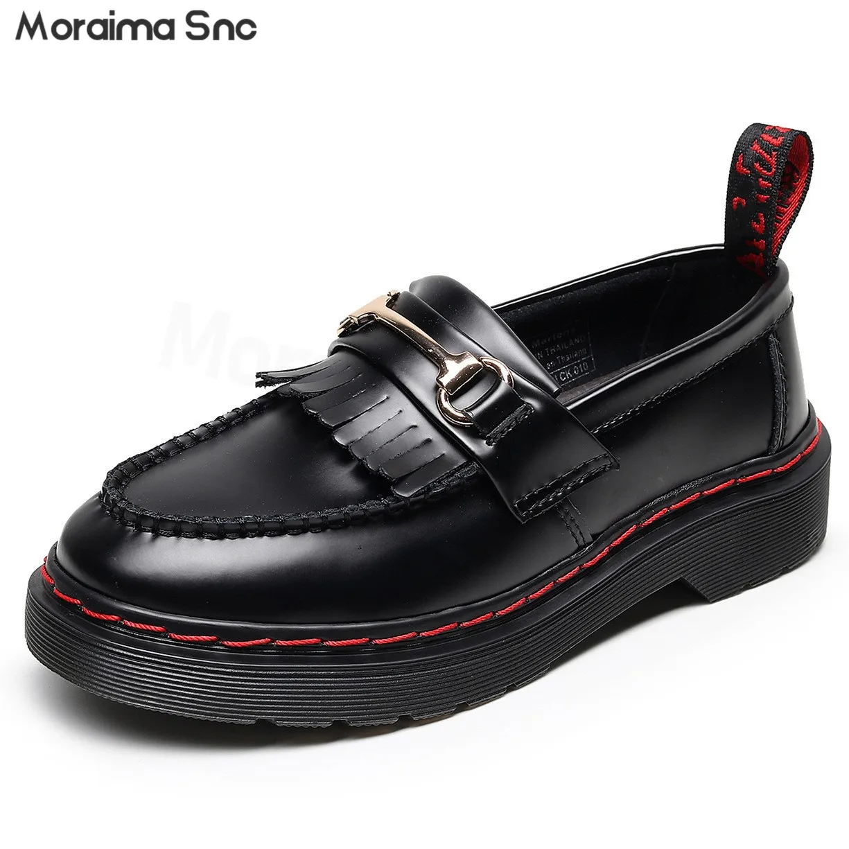 Black Tassel Leather Loafers Round Toe Women's Casual Shoes Low Heel Simple Fashionable and Comfortable Leather Shoes