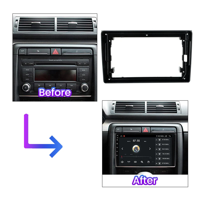 2 Din Car Radio Fascia Panel Stereo Adapter Frame Cover Trim for Audi a4  7 S4 RS4 B6 Android Screen Canbus Decoder Box Audio