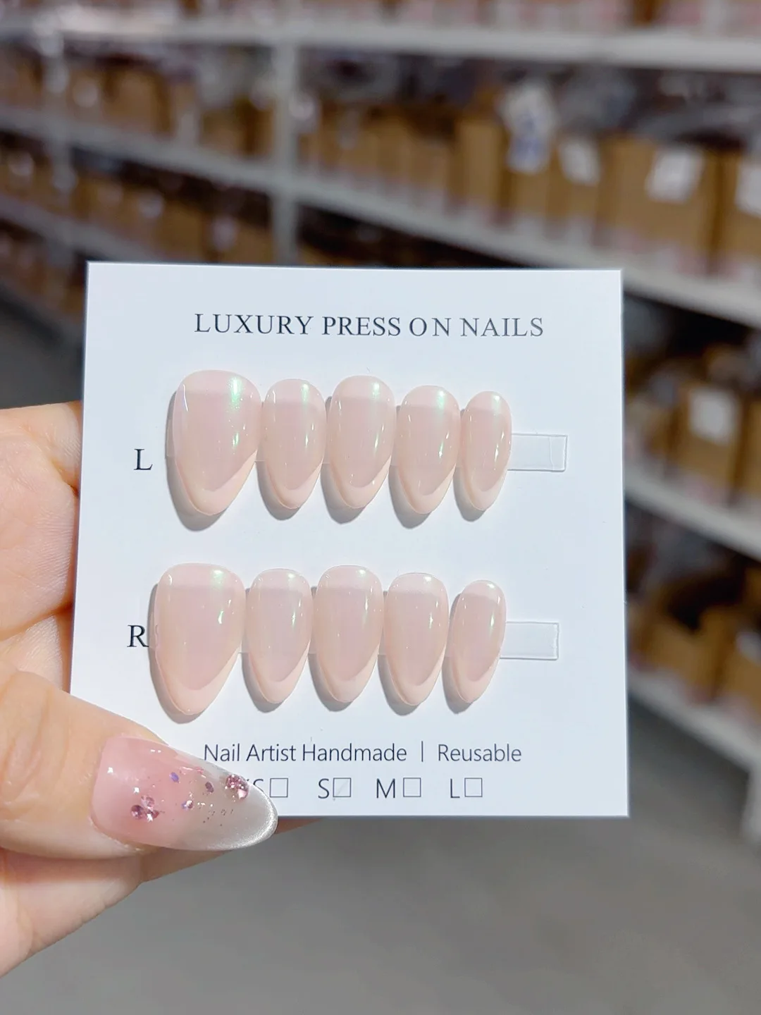

French Minimalist Workplace Style Short Almond Fake Nails (A053)