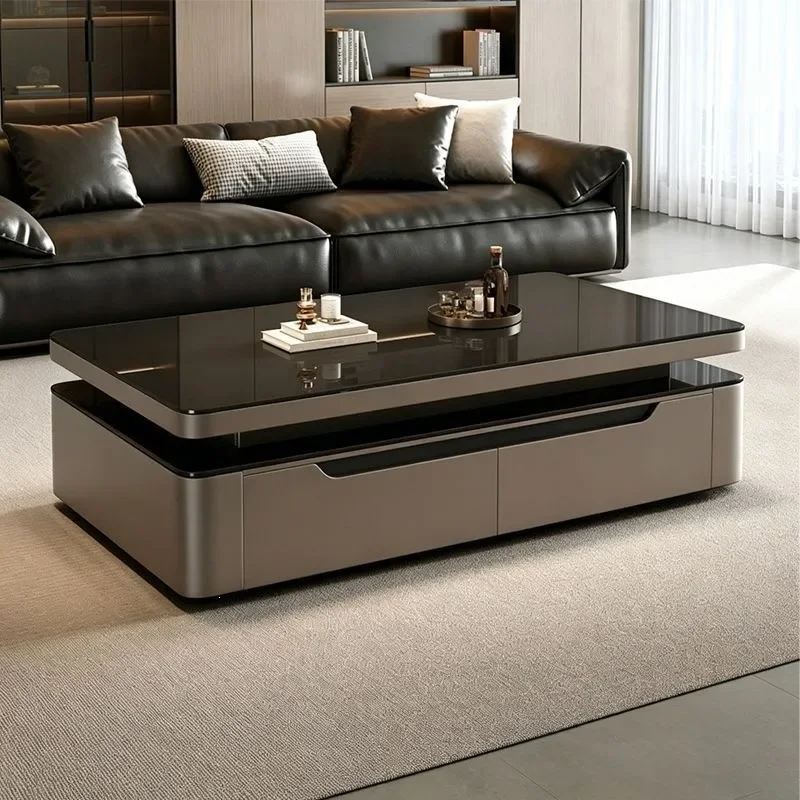 Coffee table double-layer living room fully equipped solid wood table four pumping modern simple light luxury