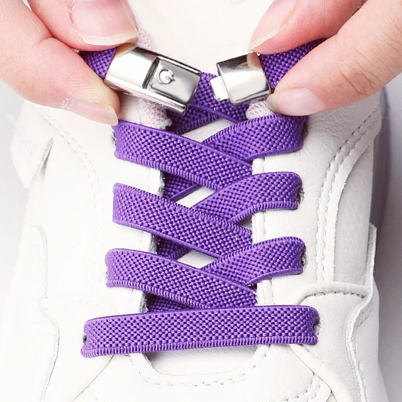 2 Paar elastische magnetische Schnürsenkel ohne Binden, 0,8 mm breit, mit flachem Schnallenverschluss, für Kinder und Erwachsene, einfach anzuziehende Schnürsenkel, Lazy Shoes Zubehör
