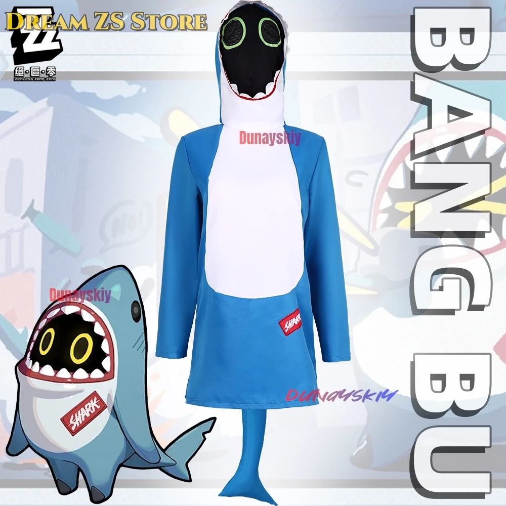 بدلة Shark Bunny Cosplay Zenless Zone Zero كاملة مع غطاء رأس القرش وقفازات لأداء الهالوين/المرحلة