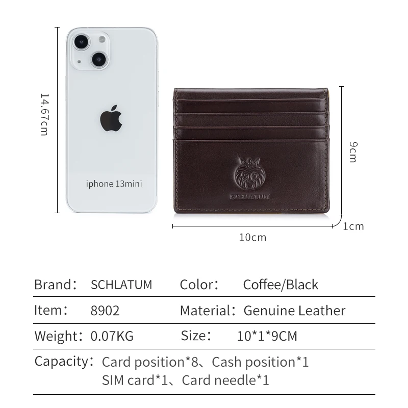 SCHLATUM Luxury Fashion Genuine Leather Card Wallets Men Credit Card Holders Women Card&ID Holder Business Card Holder