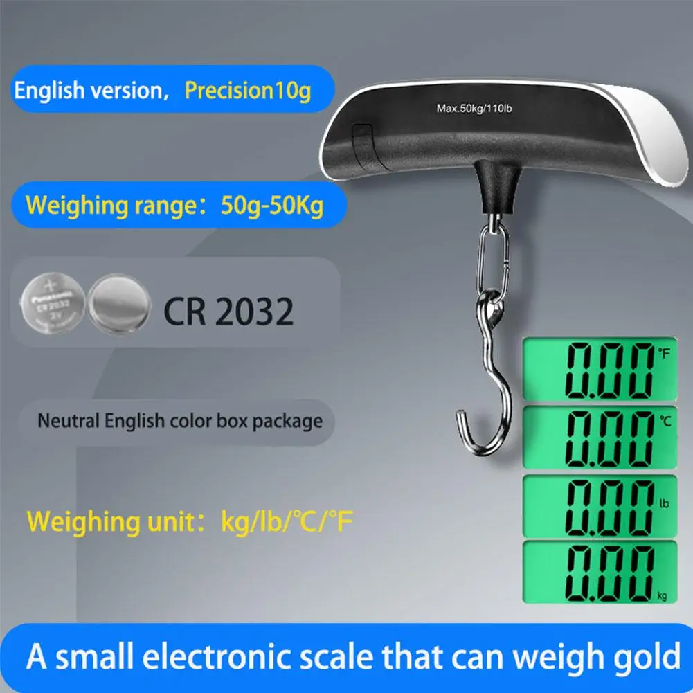 Electronic Scale Digital LCD Hanging Scale Portable 110lb/50kg Luggage Suitcase Travel Baggage Bag Weight Scale Balance Tool