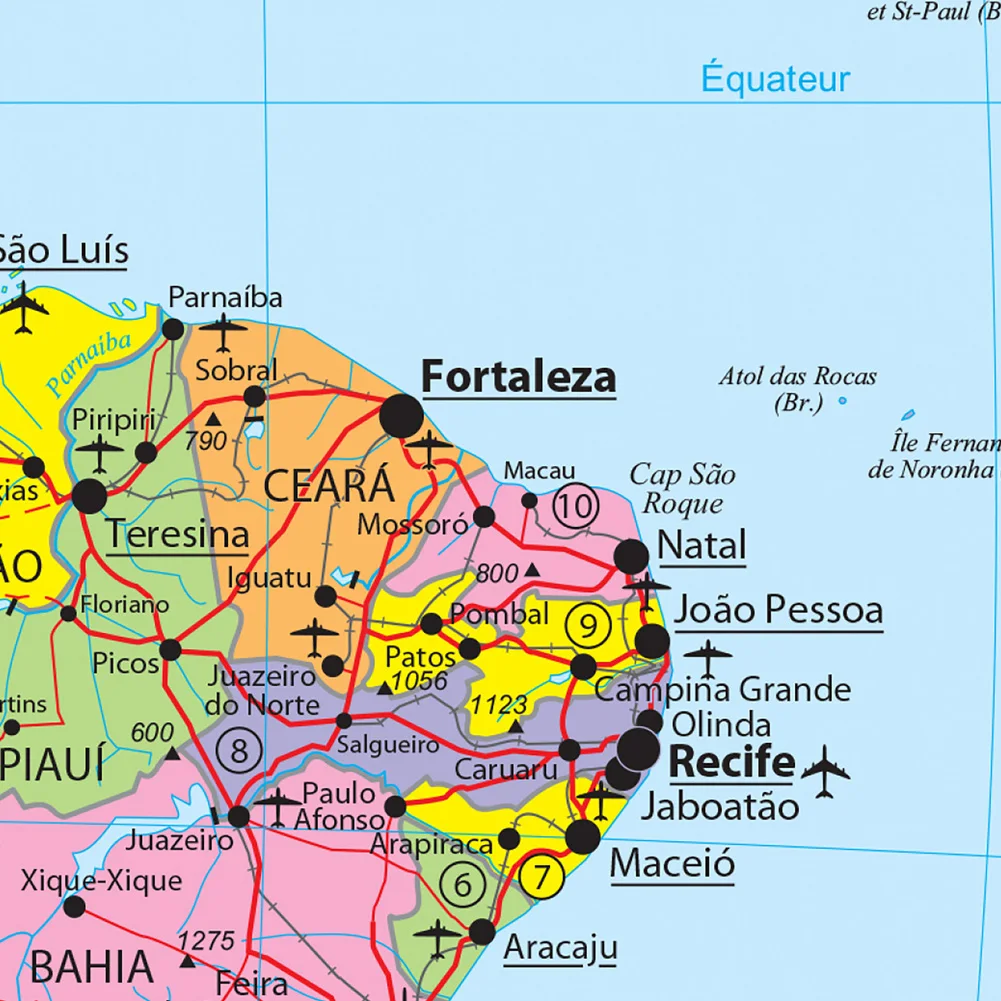 Mappa amministrativa del Brasile Poster da parete senza cornice Pittura su tela Aula Decorazione della casa Materiale scolastico per bambini