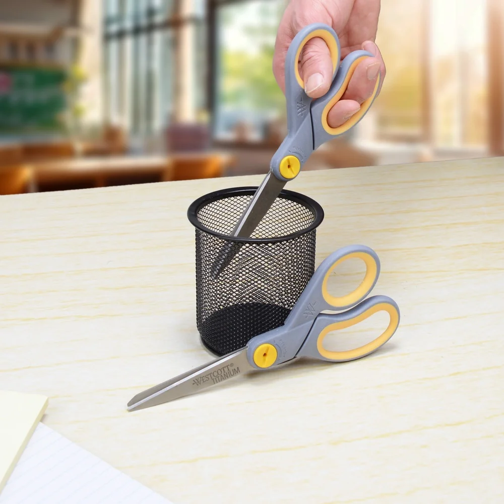 チタン結合調整可能なグライドはさみ 8 インチ人間工学に基づいたハンドルオフィス 2 パック高耐久切削工具ホームスクールアート