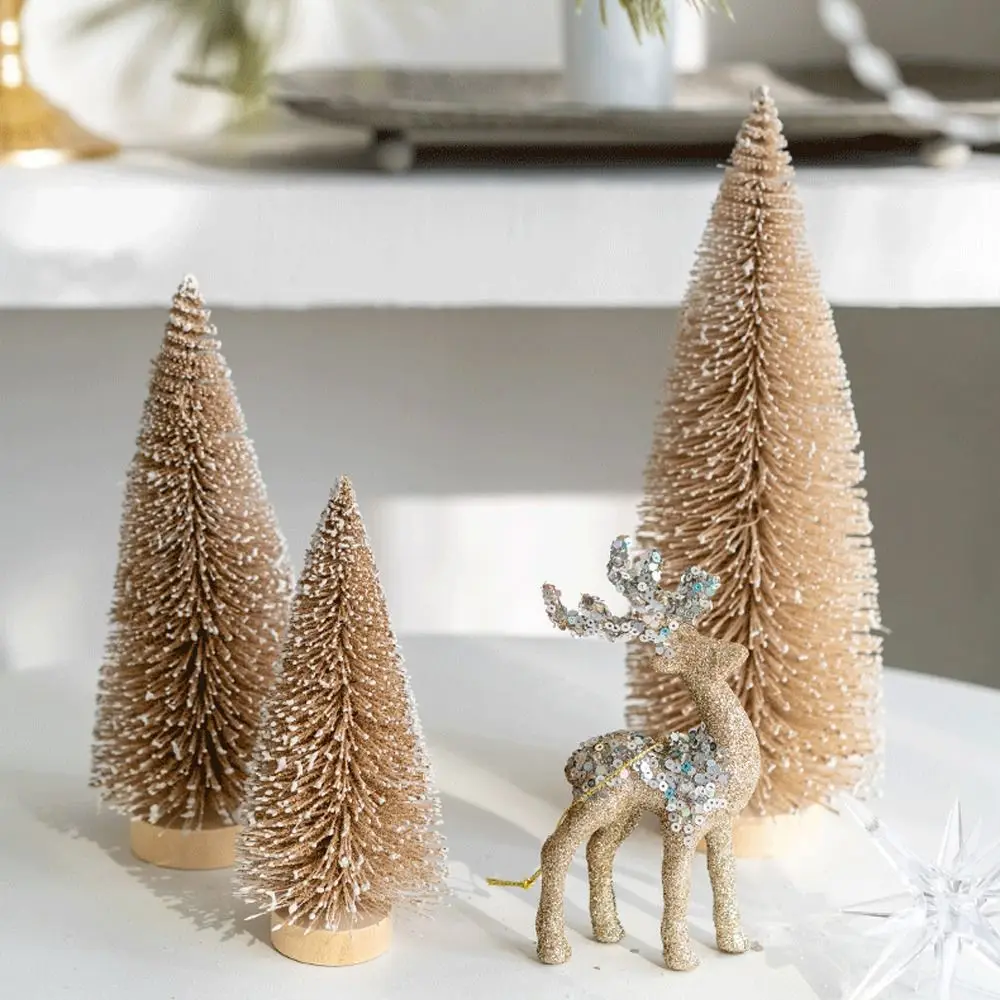 15/20/25cm Christmas Small Snowy Tree Plastic Lifelike Flocked Christmas Tree Mini Festival Artificial Pine Tree Home Xmas Decor