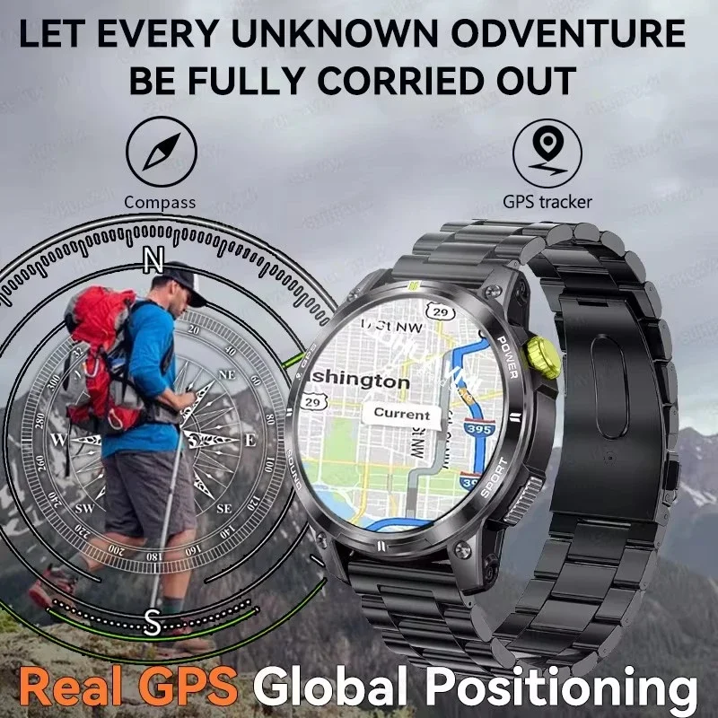 2025Nowe wojskowe profesjonalne zegarki GPS Smart Watch dla mężczyzn 1,5-calowy ekran HD Wodoodporna bransoletka BT Call Smartwatch dla Android IOS