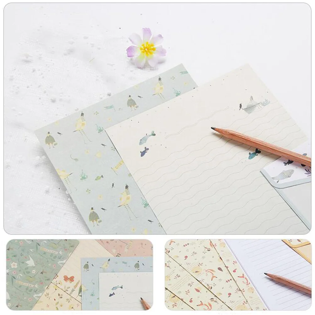 Sets/45pcs Flower Printing Envelope and Letter Paper Lovely Writing Stationery Envelopes Kit School Stationery for School