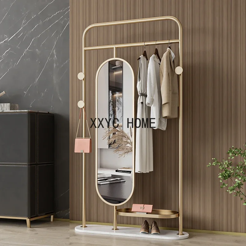 

Dressing Mirror Full Body Floor Mirror Coat Rack Integrated Rotatable Fitting Mirror Multifunctional