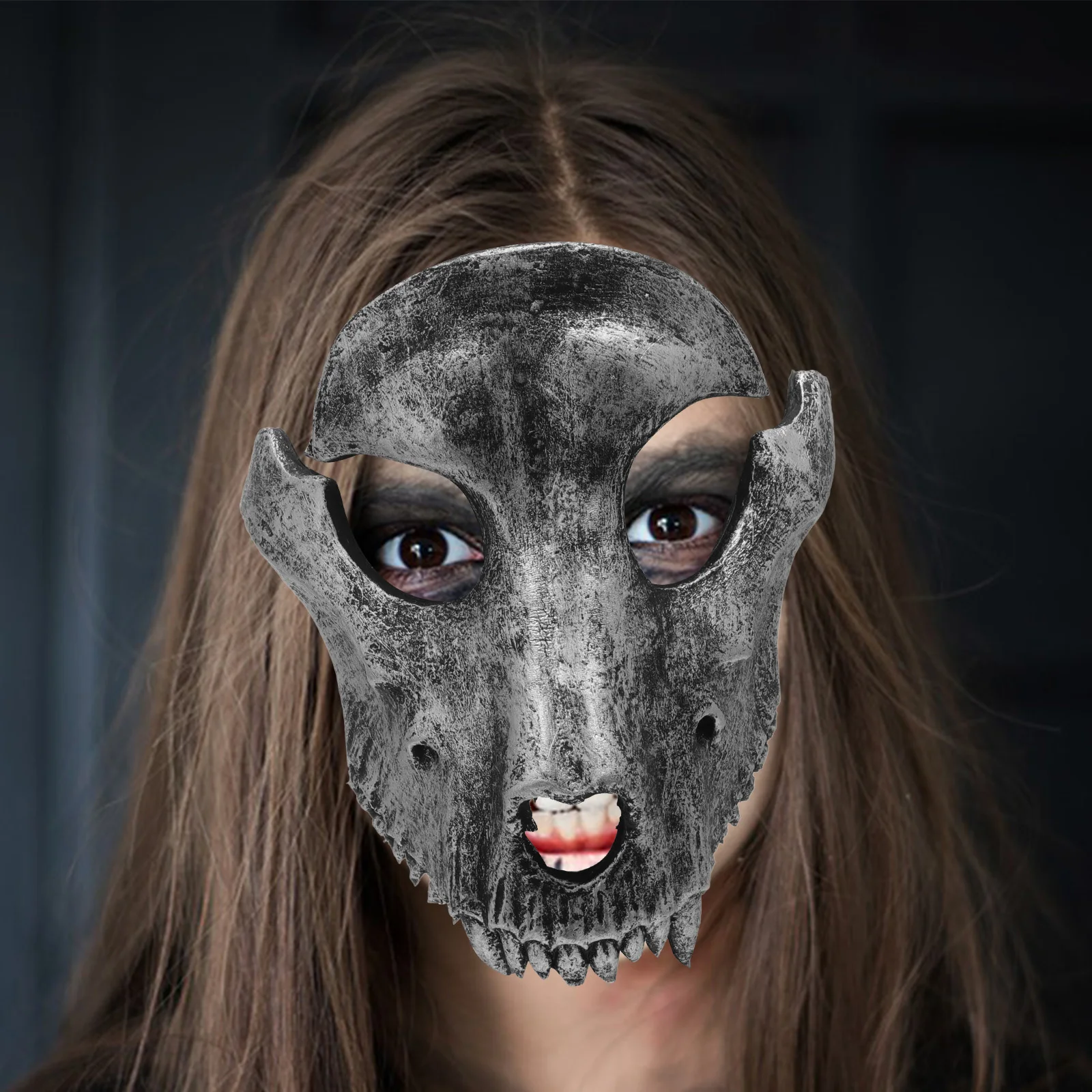 

Skull Mask Creepy Halloween Cosplay Scary Full Head Face Masquerade Party Make up