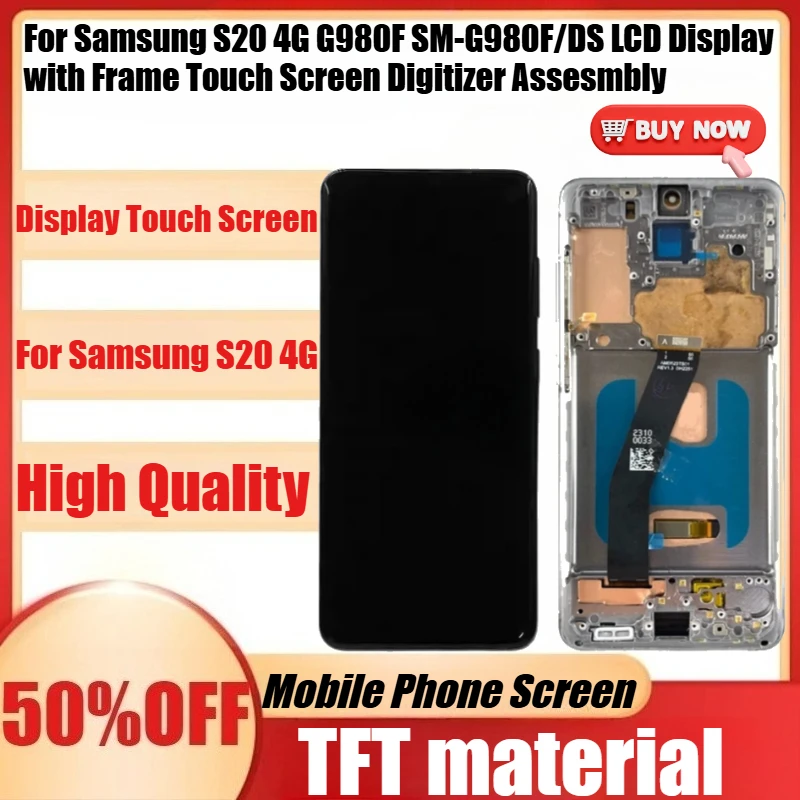 

New TFT S20 Screen for Samsung S20 4G G980F SM-G980F/DS LCD Display with Frame Touch Screen Digitizer Assesmbly