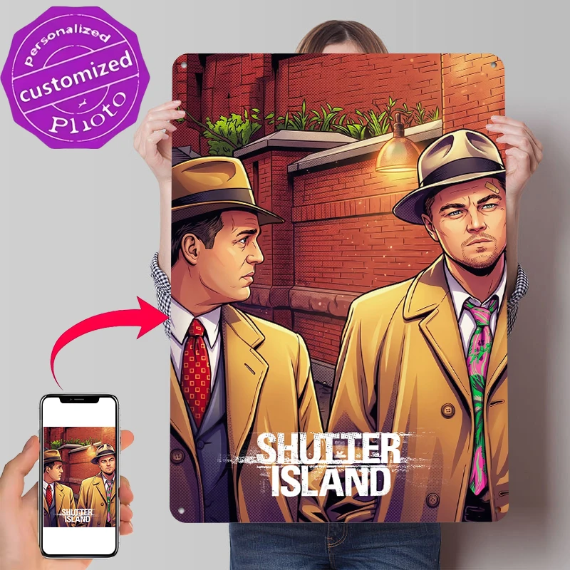 Shutter Island Movie Tinplate Poster Customized Wall Art Retro Vintage Metal Signs for Fans Living Room Decorations Man Decor