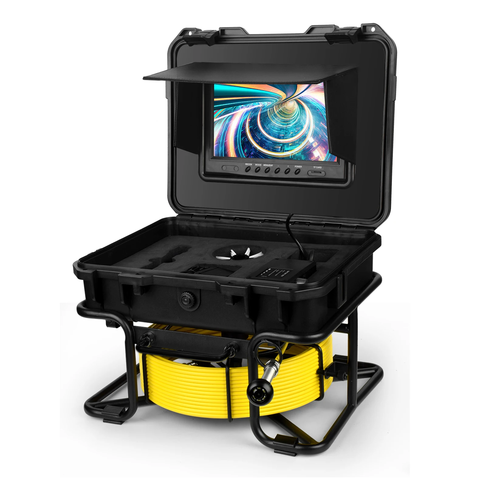 Sewer Camera 1080P Self Leveling 9inch IPS Screen Distance Counter 50M Video Pipeline Inspection IP68 Rated Lithium Battery 8-10