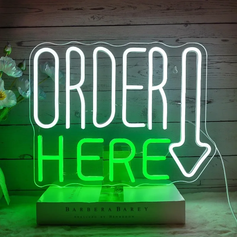 

Custom Neon Lights “ORDER HERE” Neon Lights, Order Indicator Lights, LED Store Sign Lights, Restaurant Store Lighting Signs