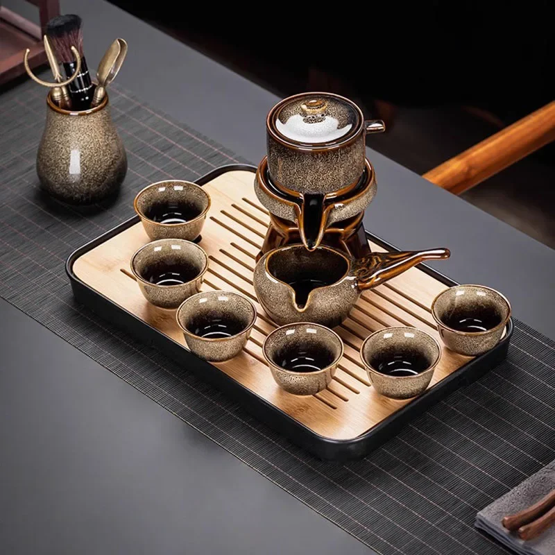 

Lazy Luxury Tea Set Pot Travel Cup Chinese Kung Fu Ceramic Tea Set Afternoon Living Room Box Service Juego De Te Home Products