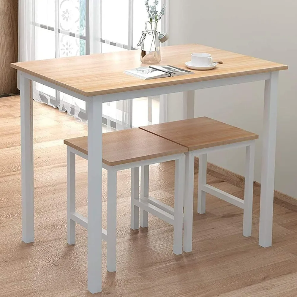 

Small Dining Table Set for 2, Modern Bistro Table and Chairs Set of 2, Small Bar Table and Stools, Kitchen Furniture Counter He