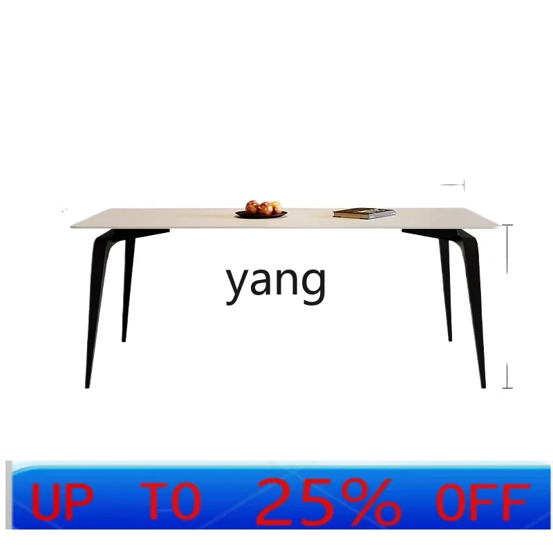 

LMM light luxury rock slab dining table and chairs household small apartment modern simple rectangular rock slab dining table